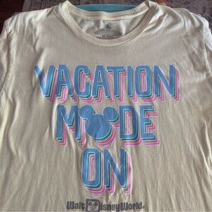 Disney Cream T-Shirt with Blue and Pink Graphic